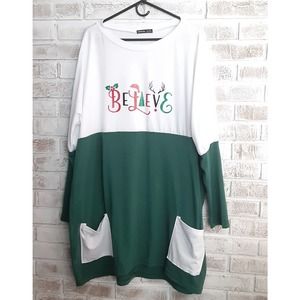 Noracora Christmas Tunic/ Dress sz XL "Believe" Fun & Festive